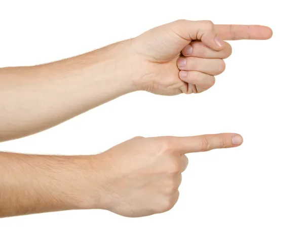 Duas mãos apontando, tocando ou pressionando — Fotografia de Stock