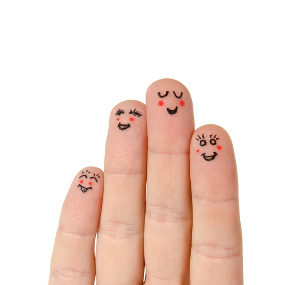 Лица, нарисованные на пальцах — стоковое фото