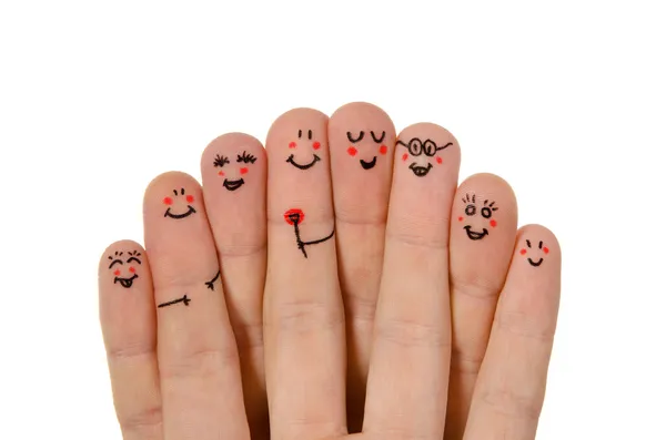 Happy group of finger smileys — Stock Photo, Image