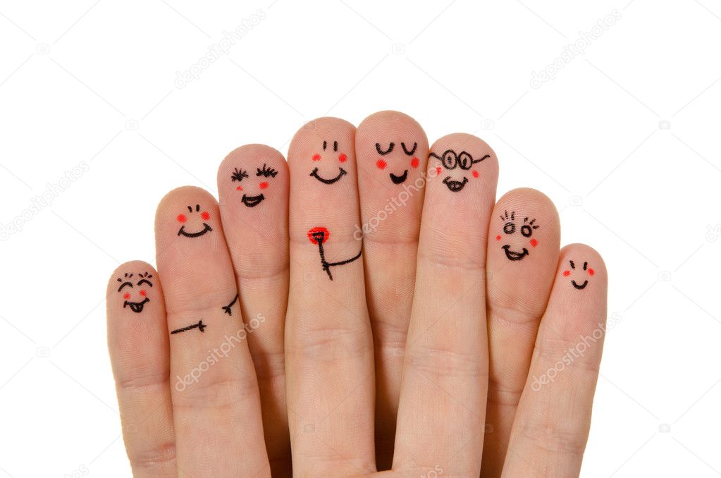 Happy group of finger smileys