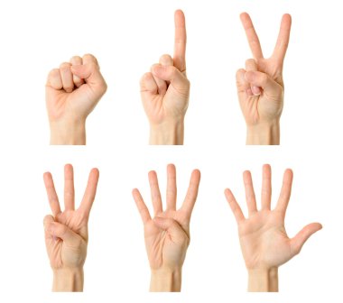 Counting woman hands (0 to 5) clipart