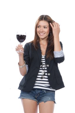 Woman Tasting sampling red wine clipart