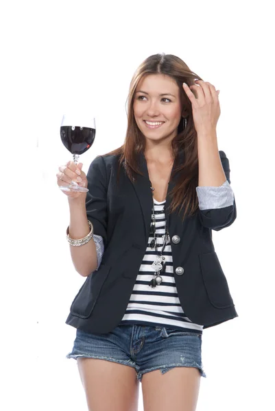 Degustazione donna degustazione vino rosso — Foto Stock