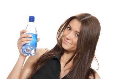 Woman with pure still drinking water clipart