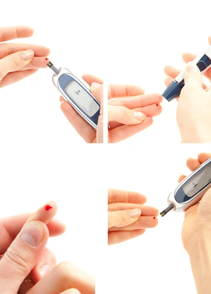 Diabete insulina glucosio misurazione del livello di zucchero esame del sangue — Foto Stock