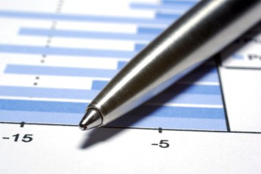 Steel pen macro. Financial concept. clipart