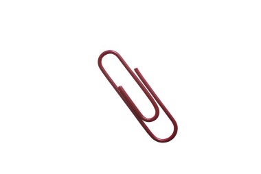 Red paper-clip isolated on white background with clipping path. clipart