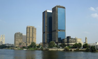 View of Cairo. Modern skyscrapers of League of Arab States. Nile clipart