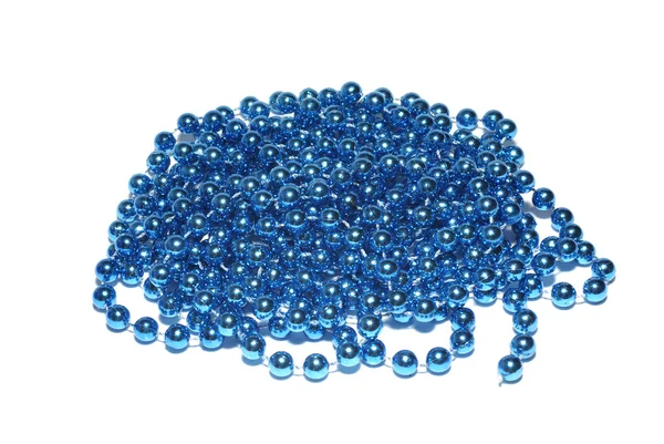 Blue christmas beads isolated on white background. — Stock Photo, Image