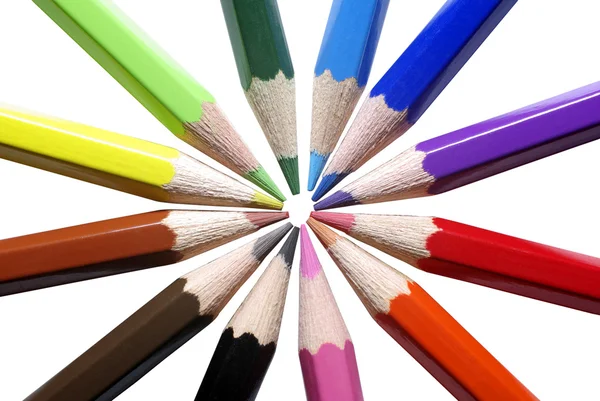 Colored pencils isolated ob white background. — Stock Photo, Image