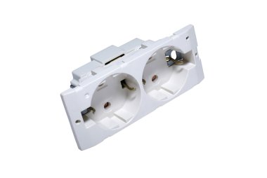 Receptacle with double grounded connectors isolated on white bac clipart