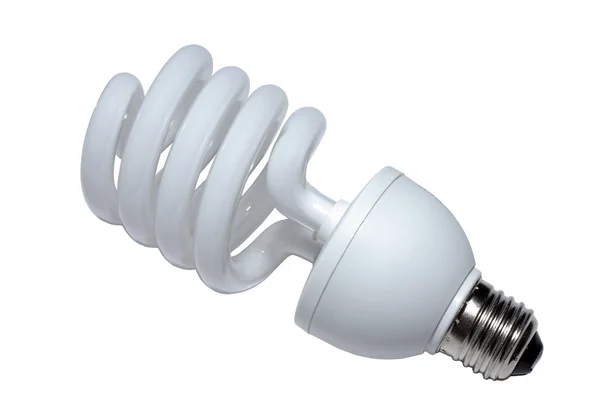Detailní záběr zářivka spirálová lightblulb. izolované na bílém vtip — Stock fotografie