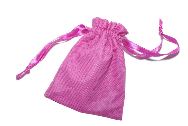 Ping tas voor gift met linten geïsoleerd op witte achtergrond. — Stockfoto