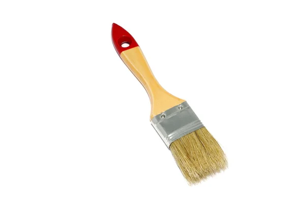 Brush with wooden handle isolated on white background. — Stock Photo, Image