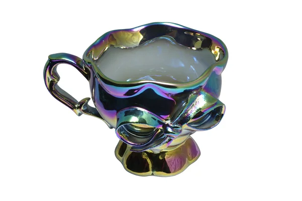 Taça de chá de cor camaleão muito elegante isolado no backgroun branco — Fotografia de Stock