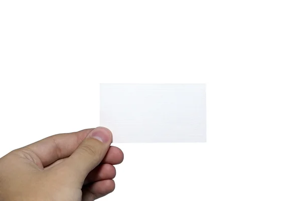 Cartão de mão humana com espaço vazio para qualquer projeto. Isolar — Fotografia de Stock