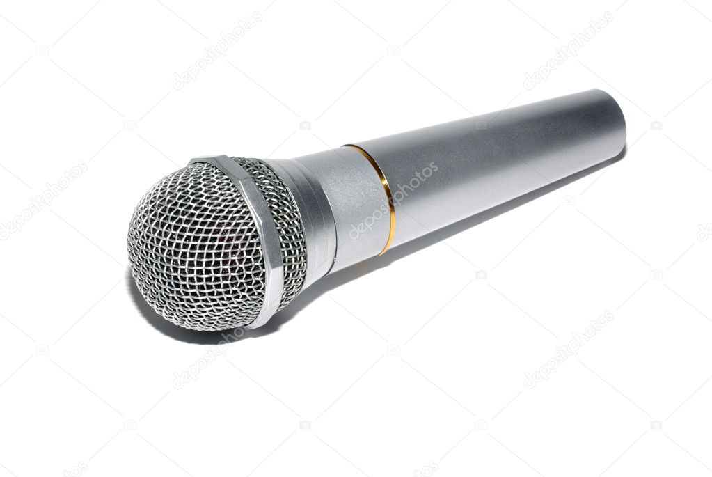 Audio microphone isolated on white background.