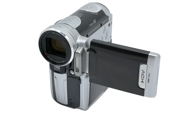Pequeña cámara de vídeo HDV para gran formato aislado en backgro blanco —  Fotos de Stock