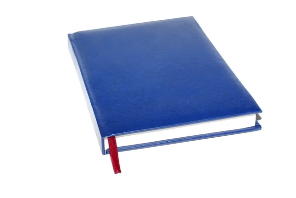 Одна синя книга з порожнім простором на обкладинці ізольована на білому фоні — стокове фото