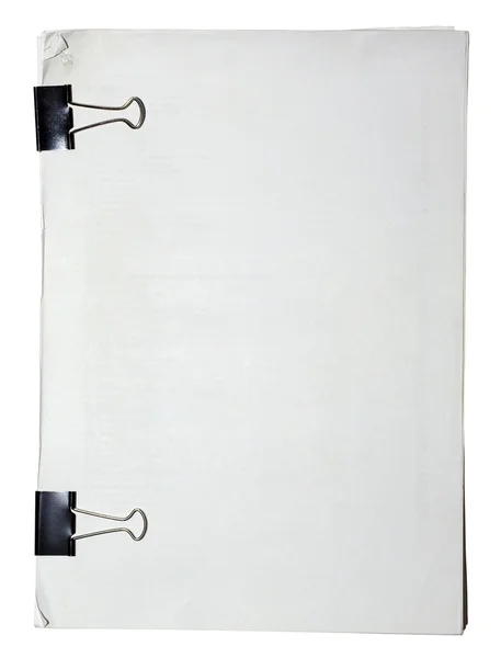 Блок паперу, прикріплений паперовими затискачами з порожнім простором для йо — стокове фото
