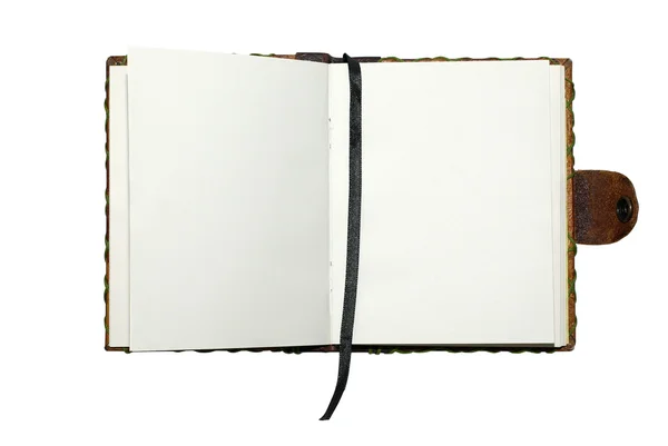 Livro de notas aberto com espaço vazio para o seu texto ou design isolat — Fotografia de Stock