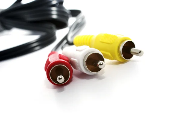 Macro photo of A/V cable isolated on white background. — Stock Photo, Image