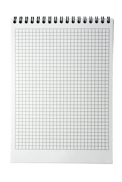 Kostkované zápisník stránky s pojivem izolovaných na bílém pozadí. CL — Stock fotografie