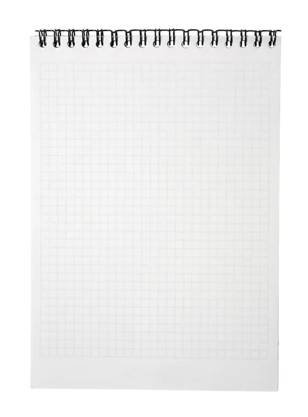 Κενή σελίδα του σημειωματάριου με συνδετικό υλικό που απομονώνονται σε λευκό φόντο. — Φωτογραφία Αρχείου