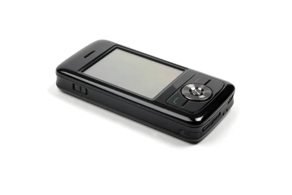 Stylish shiny black pda phone isolated on white background with — Stock Photo, Image
