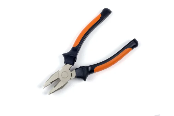 Orange and black pliers isolated on white background with shadow — Stock Photo, Image
