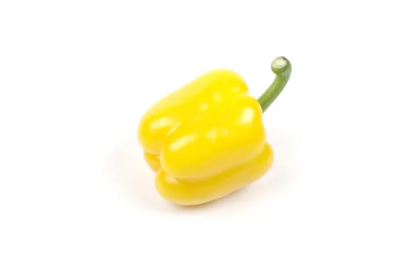 Pimenta amarela com caule verde isolado no fundo branco . — Fotografia de Stock