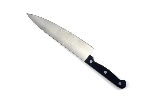 Large stainless steel knife isolated on white background. — Stock Photo, Image