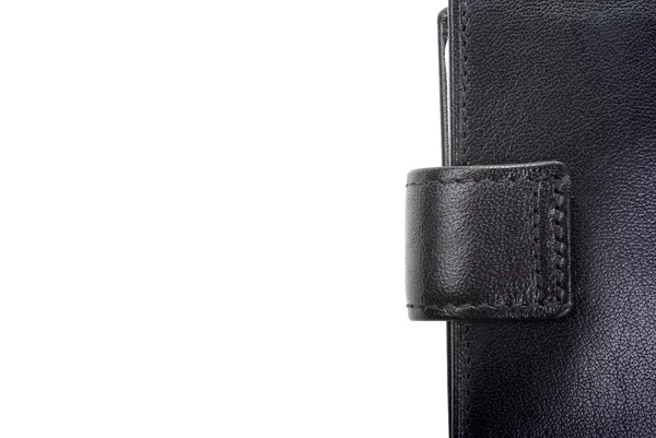 Vysoce kvalitní Černá kožená peněženka izolované na bílém jako poza — Stock fotografie