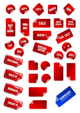 Big collection of vector sticky price labels for marketing and a clipart