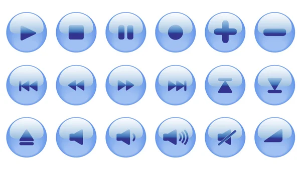 Набор синих векторных значков для медиа-плеера, интернета или другого u — стоковый вектор