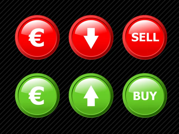 Set of vector icons for euro currency exchange theme. Easy to ed — Stock Vector