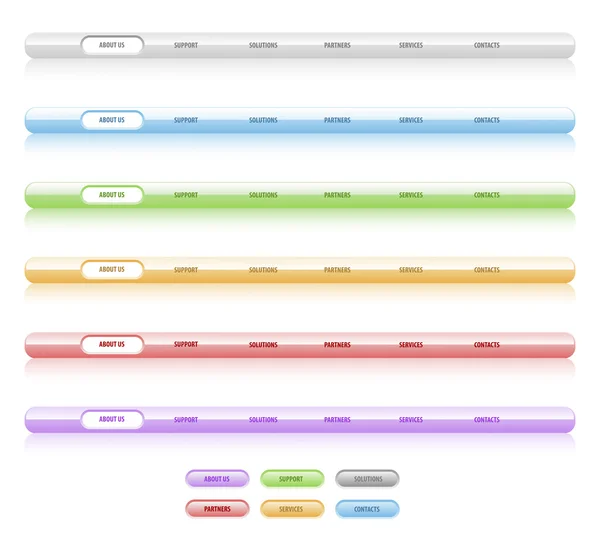 Set van vector navigatie sjablonen. verschillende kleuren. gemakkelijk aan ed — Stockvector