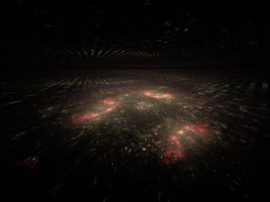 Digitally rendered fractal nigh cityscape from space. clipart