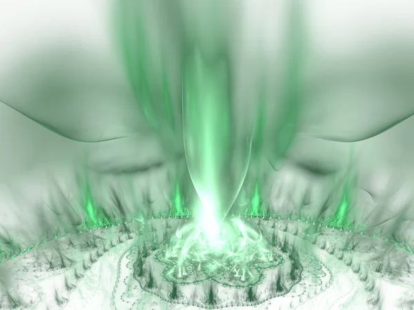 Streszczenie Zielona fontanna płomienia. wysoko szczegółowe renderowanego obrazu. — Zdjęcie stockowe