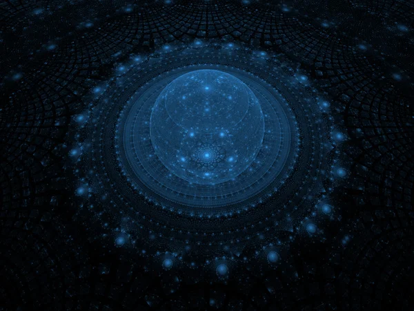 Datorgenererade abstrakt blå planeten på svart. — Stockfoto