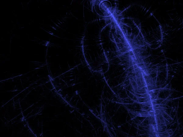 Tempête fractale bleue froide abstraite rendue numériquement dans l'espace . — Photo