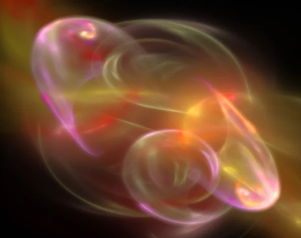 Digital gerenderte abstrakte mehrfarbige Plasmaflamme im Weltraum. — Stockfoto