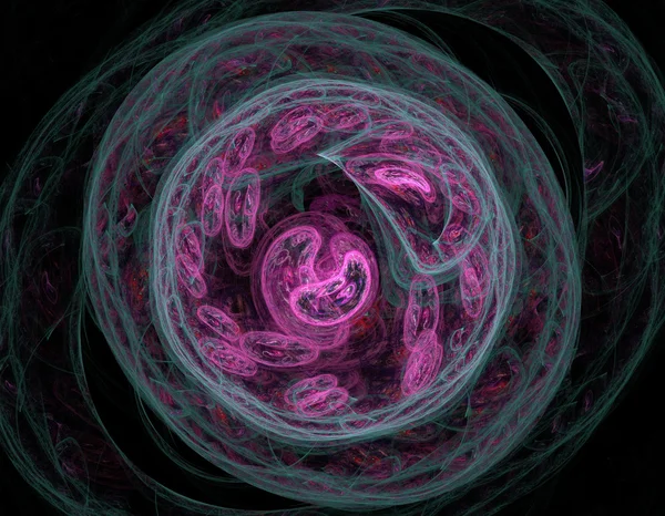Цифровая абстрактная фрактальная биологическая клетка на черном . — стоковое фото