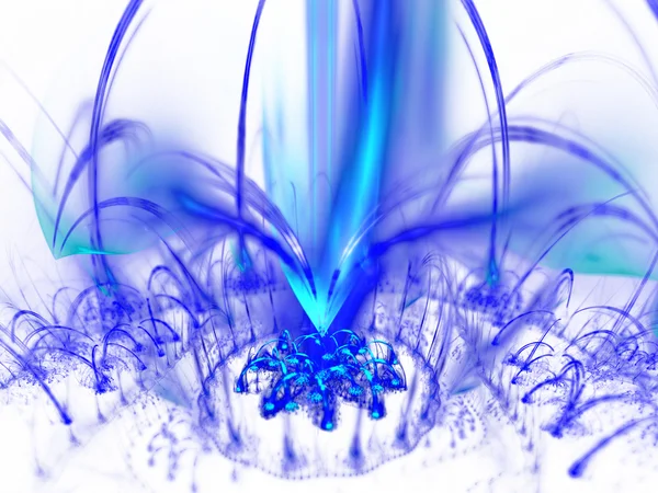 Digitaal gesmolten blauwe fontein van plasma vlam op wit. — Stockfoto