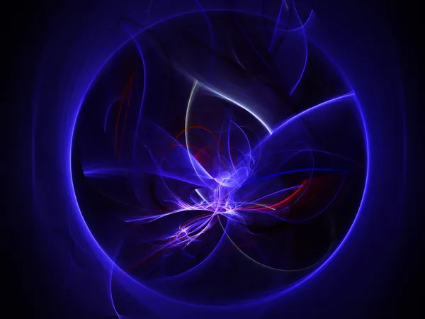Círculo azul abstracto digitalmente renderizado com ondas de energia. Backg. — Fotografia de Stock