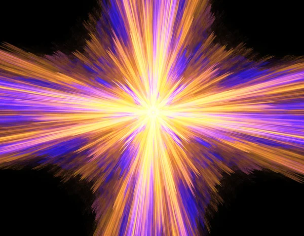 Digitalmente renderizado abstracto multicolor explosión supernova en — Foto de Stock