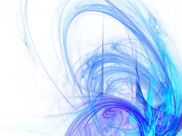 Digitalt återges abstrakt blå energi våg fraktal på svart. — Stockfoto
