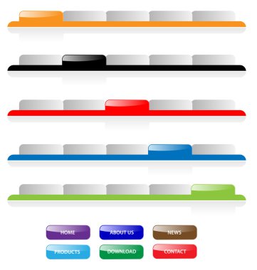 Set of vector aqua web 2.0 site navigation tabs and buttons. Per clipart