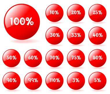 Set of vector aqua style red discount buttons. Easy to edit, any clipart