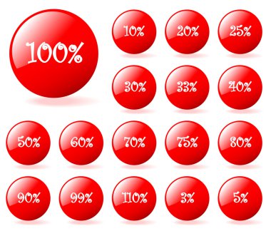 Set of vector aqua style discount buttons with shadow. Easy to e clipart